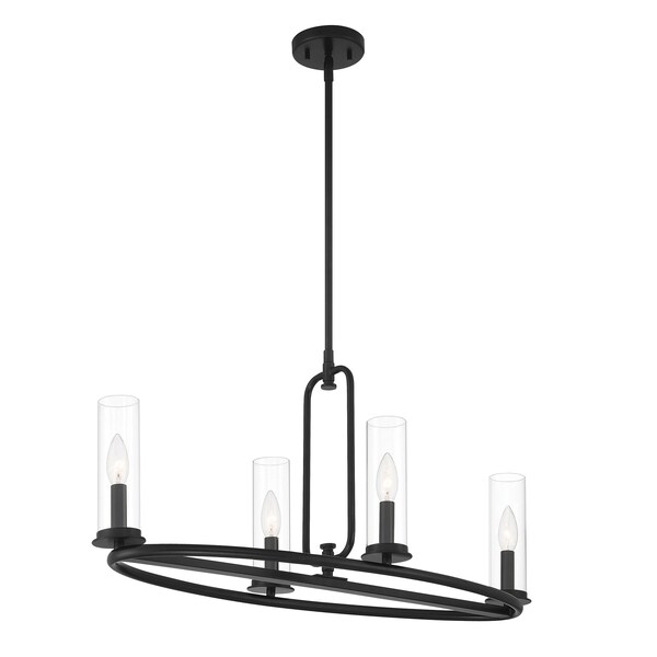 Designers Fountain Hudson Heights 60 Watt 4 Light Matte Black Linear Pendant with Clear Glass Shade D268C-IS-MB - main